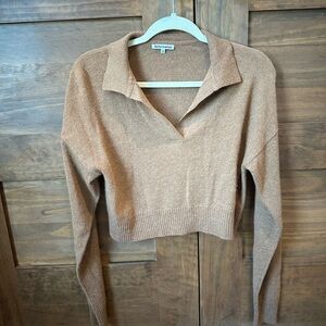 Reformation Cropped Tan Cardigan